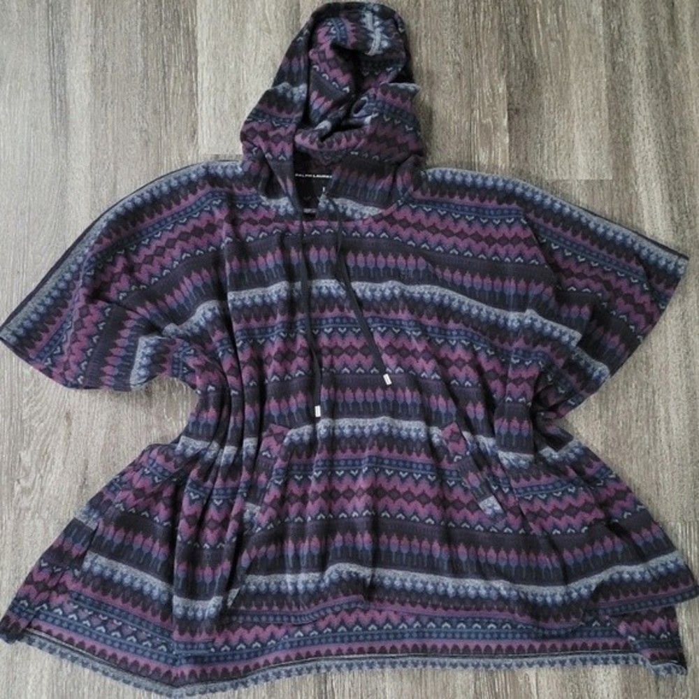 Lauren Ralph Lauren Hooded Fleece Poncho Women's Small-Medium Whimsigoth Grunge